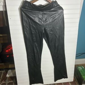 Avec Les Filles Black Faux Leather Flare Leg Pants Size Medium
